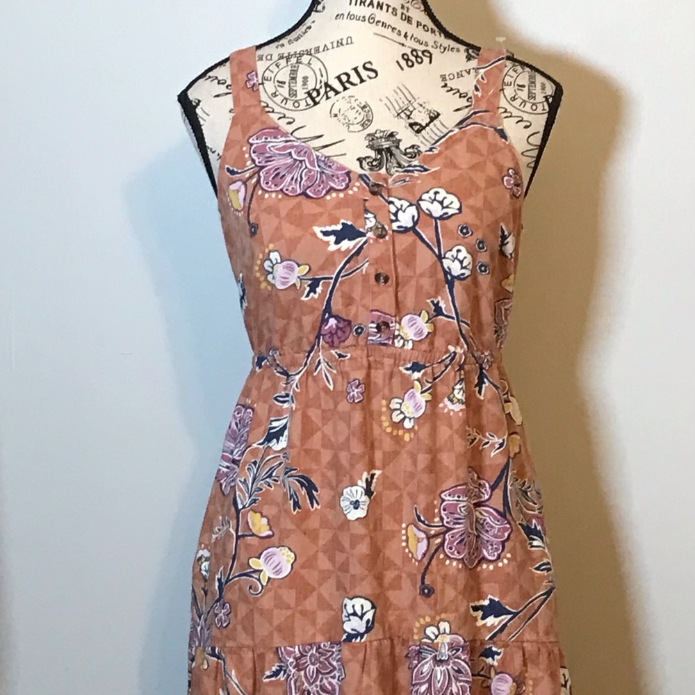 LINEN BLEND MIDI DRESS by SONOMA  W/ADJUSTABLE STRAPS & POCKETS SZ SMALL